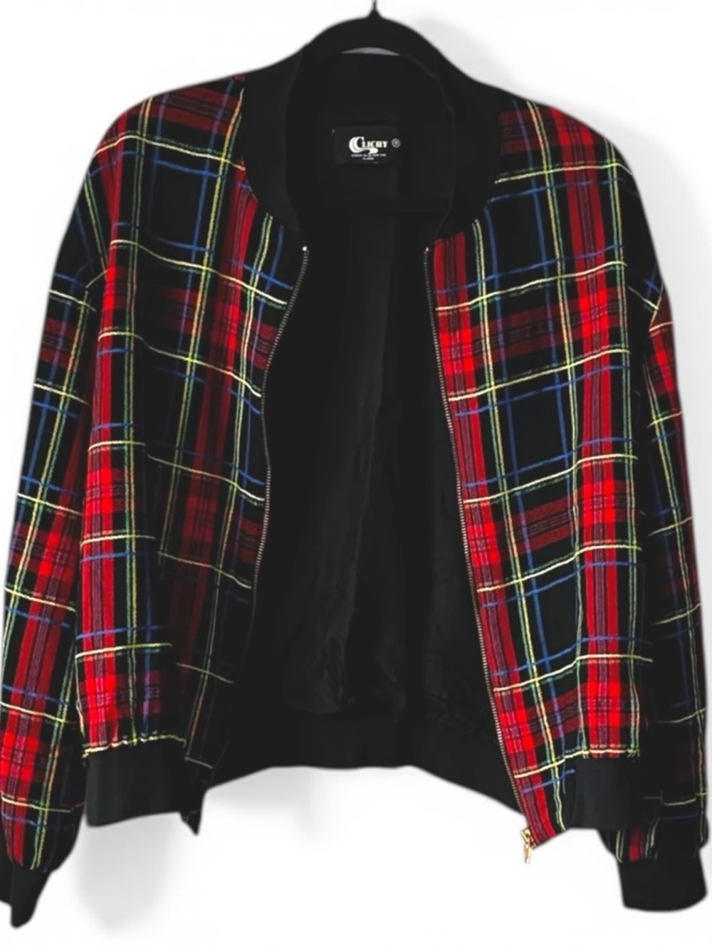 Vintage Clichy Paris Star Plaid Bomber Jacket 12 M Montreal Canada